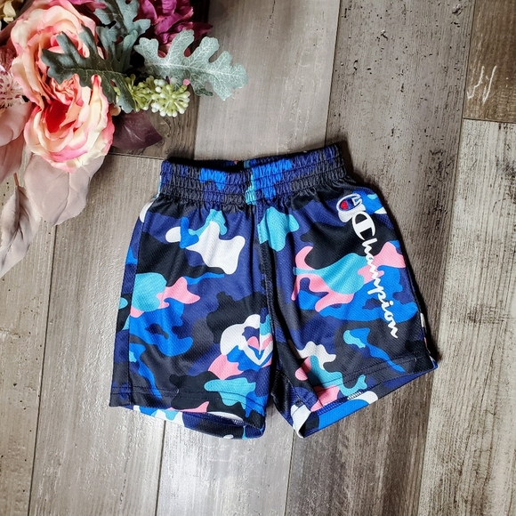 Champion Other - Champion Boys Athletic Shorts Blue Pink White Black Camo Size 2T Toddler Boy EUC